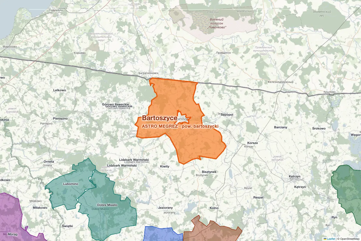 Gmina Bartoszyce (powiat bartoszycki, woj. warmińsko-mazurskie) na mapie spółdzielni energetycznych - spółdzielnia ASTRO MEGREZ